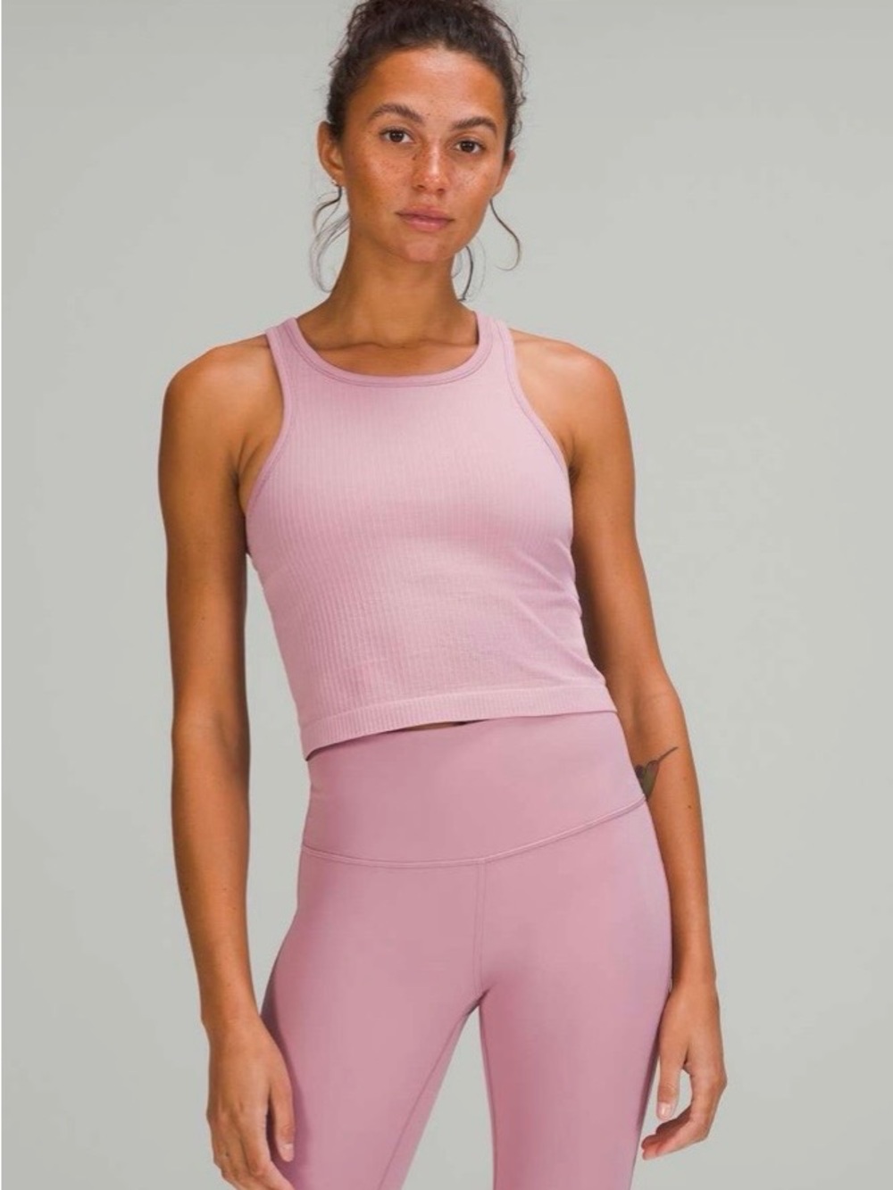 lululemon athletica Dusty Pink Ribbed Racerback Crop Tank